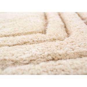 พรมขนสัตว์ถักมือ Zuri Ivory รุ่น RA-1142 ลายเรขาคณิตนามธรรม สำหรับบ้าน ห้องนั่งเล่น ห้องนอน วัยรุ่น ทำมือ ทรงสี่เหลี่ยมผืนผ้า แบบทับริซ - Product Image 3