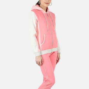 La mejor venta de ropa de jogging sólida de algodón 100% para mujer, recién llegado, chándal con capucha con diseño de conjunto de invierno transpirable - Product Image 2