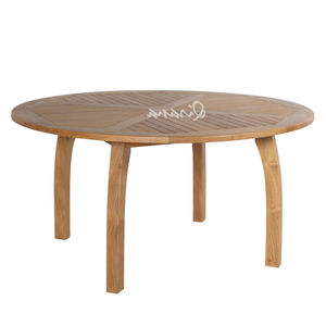 Table à manger ronde 150 CM Table de jardin en bois de teck de style moderne Bali fixe parfaite pour les meubles de jardin extérieurs - Product Image 3