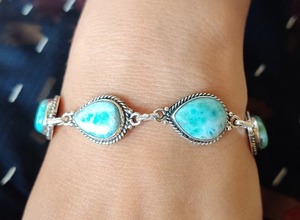 Trending 925 <b>Sterling</b> <b>Silver</b> Larimar Gemstone <b>Bracelet</b> Jewelry Handmade <b>Silver</b> Boho Style <b>Bracelet</b> Jewelry For <b>Women</b> Gift For - Product Image 2