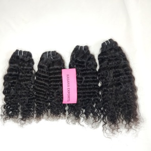 Virgen sin procesar 100% crudo ondulado Natural indio trenzado onda profunda fabrica máquina doble trama extensiones de cabello humano - Product Image 3