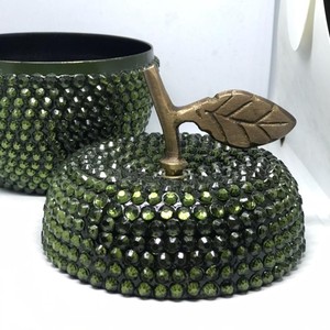High Quality Metal Crystal Best Selling Apple Candle <b>Jar</b> Newest Design with Dark Green Crystals for Your Home Candle Vessel - Product Image 2