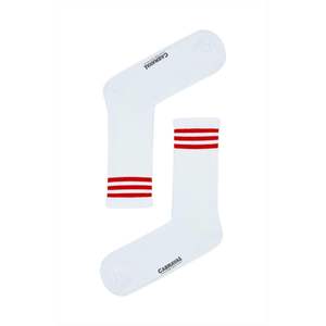 Calcetines de mujer coloridos con diseño estampado de rayas rojas largas - Product Image 1