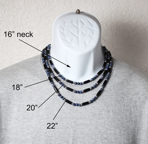 Collar de Piedras Naturales de Dumortierita Azul Denim y Obsidiana Negra para Hombre, con Flecos y Cuentas Hechos a Mano - Product Image 2