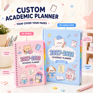 LABON <span class=keywords><strong>Agenda</strong></span> Scolaire Kawaii Personnalisé 2027 2028 A5 B5 Spirale Couverture Rigide avec Onglets et Autocollants Organisateur Étudiant OEM ODM - Product Image 1