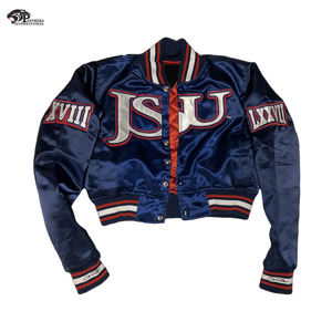 Veste de baseball en satin personnalisée pour hommes et femmes, col montant avec logo brodé pour l'hiver - Product Image 1