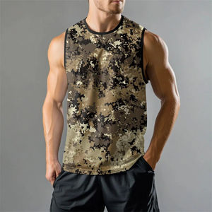 Camouflage Stripe Graphic Gym Débardeur Pour Hommes D'été Quotidien Casual Mode Haut Sans Manches Lâche Respirant Fitness Lâche T-shirts - Product Image 2