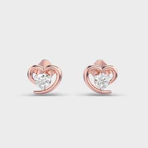 Pendientes de Diamante Cultivado en Laboratorio con Certificación IGI, Forma de Corazón, Oro Amarillo/Blanco/Rosa de 9K, Pendientes Solitarios Minimalistas con Forma de Corazón - Product Image 5