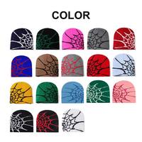 Bonnet en tricot en gros, bonnet chaud en tricot, bonnet en tricot à motif d'araignée, bonnet d'hiver en jacquard, bonnet Y2k
