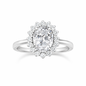 Anillo de Plata de Ley 925 con Zirconia Ovalada Romántica y Halo de Piedras Preciosas, Chapado en Rodio, para Bodas, Compromisos y Fiestas, Venta al Por Mayor para Mujeres - Product Image 2