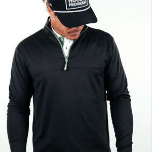 2024 hommes solide conception demi-fermeture éclair sweat humidité sport col cou Golf à capuche 1/4 quart Zip pull Jersey pour l'hiver - Product Image 1