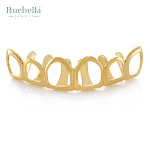 Dientes DE CARA abierta Border 18K Chapado en oro 925 Plata Classic Look Grillz Dientes para unisex - Product Image 1