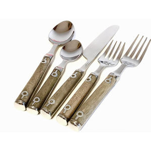 Ensemble de couverts de qualité supérieure en acier inoxydable avec manche en bois élégant, parfait pour les ustensiles de cuisine, les couverts de mariage - Product Image 3