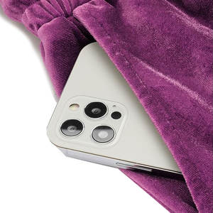 Conjunto de pantalones cortos de terciopelo ajustado a la moda Conjunto de pantalones cortos de terciopelo de color sólido - Product Image 4