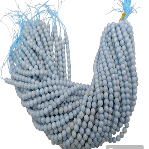 Perles de pierre d'angélite naturelle de 8 mm, brins de perles de pierres précieuses, perles semi-précieuses en vrac pour la sculpture et l'artisanat - Product Image 3