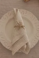 Serviette de table en lin rayée faite à la main OEM, beige, à fines rayures, réutilisable, écologique, biologique, design personnalisable, rustique, pour mariage