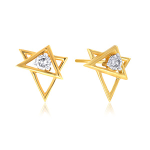 Star Shape Round Diamond <b>Studs</b> Modern Blossom Diamond <b>Stud</b> <b>Earrings</b> 14K Yellow Gold Lab Grown Diamond Luxury Jewelry - Product Image 3