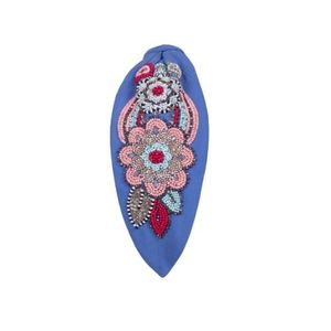 <b>Beaded</b> Floral <b>Headband</b> Women Ethnic Style Handmade Blue Party Accessory - Product Image 1