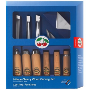 Ensemble de 7 outils de sculpture sur bois de cerisier, boîte de vente au détail incluse, ciseaux et poinçons - Product Image 3