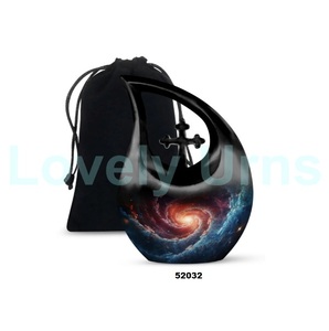 Beautiful Cross Tear Drop Galaxy Cremation Urn for Human Ashes Decorative Tear Drop Keepsake Urn With Free <b>Velvet</b> <b>Bag</b> - Product Image 4
