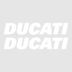 Kit of 2 Custom Size Ducati Racing Decals Stickers White Motorcycle Tank <b>Pads</b> with Racing Theme <b>Writing</b> - Product Image 2