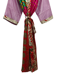 Wrap <b>Dress</b> Indian Tunic Sari Robe Bridal Gown Maternity Gown Gift Robe Beach Party Wear Indian Printed Silk Sari Kimono, - Product Image 4