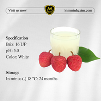 Vietnam Kim Minh International's Natuurlijke Suikervrije 100% Verse Lychee Puree Gesteriliseerde Fruit- en Groentesap 13 Brix Bulk