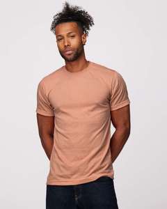 Tultex 241 Venta al por mayor Ecológico Secado rápido 200g Tela Ultra Poly Blend Plain Heather Orange Camiseta de cuello redondo para hombre 65% - Product Image 4