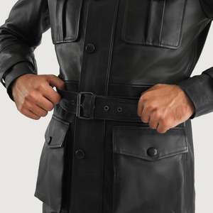 Dolf <b>Gothically</b> Styled Black Leather Winter <b>Jacket</b> High PU Satin Woven Spandex Hooded Puffer Cotton Embroidered Fashionable - Product Image 5