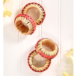 Una artesanía única hermosa en cualquier mesa Diseño de tejido apretado Decoración de mesa interior y exterior Anillo de servilleta tejido de ratán - Product Image 5