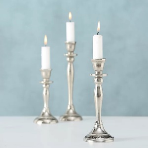 Portavelas cónico de aluminio y plata de aspecto maravilloso, soporte de vela de decoración de mesa para decoración del hogar y la boda - Product Image 3