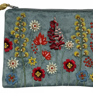 Large Capacity Floral Nylon Fabric Hand Embroidered Portable Multifunctional Detachable Makeup Pouch <b>Foldable</b> Zipper Storage <b>Bag</b> - Product Image 1