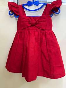 Vestido de algodón para niñas de verano, ropa informal sencilla de Color rojo para niños y niñas, ligero y cómodo - Product Image 3
