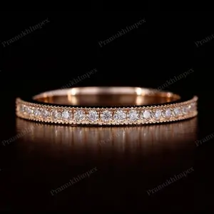 畅销时尚精品女性珠宝10k玫瑰金高品质复古结婚戒指圆形实验室成长钻石戒指制造商