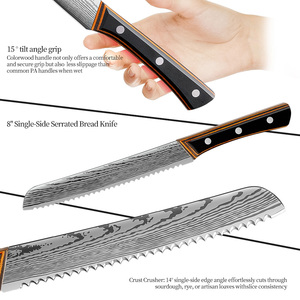 Commandes en gros personnalisées ensemble de services OEM ODM couteau en acier inoxydable Pakka manche en bois ensemble de couteaux de cuisine de style japonais - Product Image 3