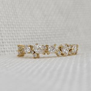 Anillo de Boda Unisex de Plata de Ley 925 con Corte Princesa, Chapado en Oro, con Diamantes, Alta Calidad, Certificado IGI - Product Image 1