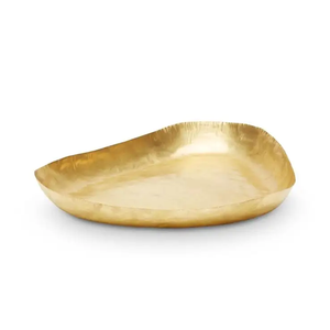 Plateau de service en métal en laiton fini or pour usage domestique-pour les assiettes à dîner plats plateau de service de cuisine de forme ovale - Product Image 2
