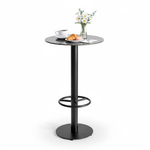 Mesa de Bar Redonda de 60 cm de Diámetro con Reposapiés de Cerámica BB026 Categoría de Producto - Product Image 1
