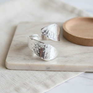 Modern <b>Brass</b> Minimalist <b>Ring</b> with Textured Hammered Finish - Product Image 4