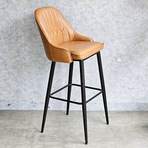 GBSK008 Contemporary Bar <b>Stool</b> with Iron Legs and Faux Leather <b>Cushion</b> for Farmhouse Kitchen Club Home Bar Made of PU Metal - Product Image 2