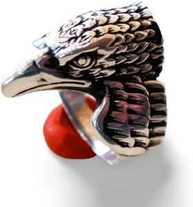Bague pour homme, bande unie, bague en argent, bague lourde, signet, tête d'aigle, bague artisanale, bijoux personnalisés, bague en argent massif 925 - Product Image 5