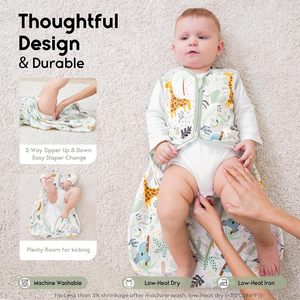 Yeni Doğanlar İçin Özelleştirilmiş Baskılı Unisex Çevre Dostu %100 Pamuk Kolsuz Fermuarlı Bebek Uyku Tulumu - Product Image 5