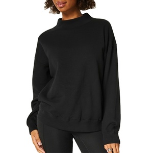 Sudadera Extra Grande Informal de Cuello Alto Simulado, Felpa Súper Suave de Algodón y Poliéster Reciclado para Mujer, Ropa de Estar por Casa para Invierno, Otoño y Primavera, OEM - Product Image 1