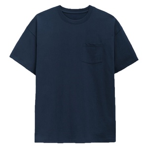 เสื้อยืดลำลองผู้ชายไซส์ใหญ่ สีน้ำเงินเข้ม ปักโลโก้คุณภาพสูง ปรับแต่งได้ น้ำหนัก 220 กรัม ผ้าฝ้ายออร์แกนิค 100% - Product Image 1