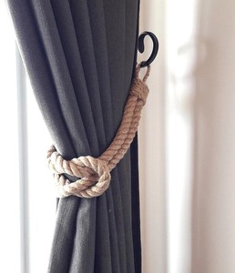 Square Knot Curtain <b>Tie</b>-<b>Back</b> - Beach Decor - Jute Rope Curtain Tiebacks - Nautical Gift - Product Image 1