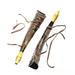Cuerno para beber de búfalo natural hecho a medida, cuerno para soplar y cuerno en polvo disponibles con soportes de correa de cuero ágata - Product Image 3