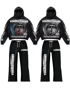 Chándal con Estampado de Pantalla Grande y Pedrería, Tejido Cálido y de Alta Densidad, para Ropa Urbana, Unisex - Product Image 3