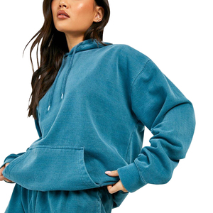 Nouvelle arrivée de survêtements pour femmes 100% coton délavés à l'acide deux pièces design vieilli confortable pour l'hiver - Product Image 3