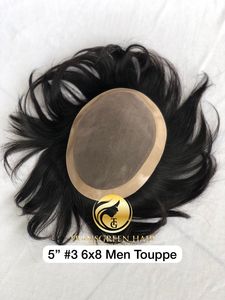 New Arrival Hot Selling Product 100 Raw Indian <b>Temple</b> Virgin Remy 5'' #3 6x8 <b>Men</b> Touppe Extension 12A Top Grade Wholesale - Product Image 5