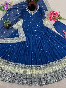 New Designer Party Wear Beautiful <b>Fancy</b> Digital Simple Gown with Dupatta High Quality Dresses Premium Fabric Dress - Product Image 5